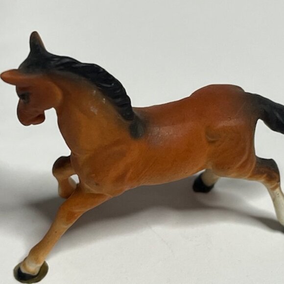 VTG Miniature Mama Horse & Colt Porcelain Figurines Brown Black - Picture 9 of 13